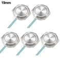 thumbnail image 1 of 5 Pcs Interrupteur à Bouton-Poussoir en Métal Auto-Réinitialisable Ultra-Court 12V-24V avec Fil 19Mm, 1 of 4