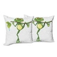 thumbnail image 6 of Ambesonne Animal Throw Pillow Cover 2 Pack, Frog on Branch Jungle, 20", Green White Yellow, 6 of 6