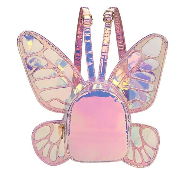 Mini mochila laser de moda para mujer mochila con alas de Angel y mariposa mochila informal de viaje mochila escolar cuero holografico xuanjing unisex Walmart en linea