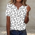 thumbnail image 2 of Women's Shorts Sleeve Tees Floral Split Neck T-Shirt Loose Print Casual Top Spring Summer Fashion Outfits 2XL, 2 of 7