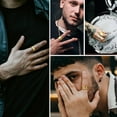 thumbnail image 6 of 5 PCS 14K Gold Plated Rings for Men Mens Gold Ring Mens Stainless Steel Rings Square Signet Rings Pinky Thumb Ring Chunky Thick Band Cuban Link Chain Ring Cool Finger Ring Wedding Band Ring for Men, 6 of 6