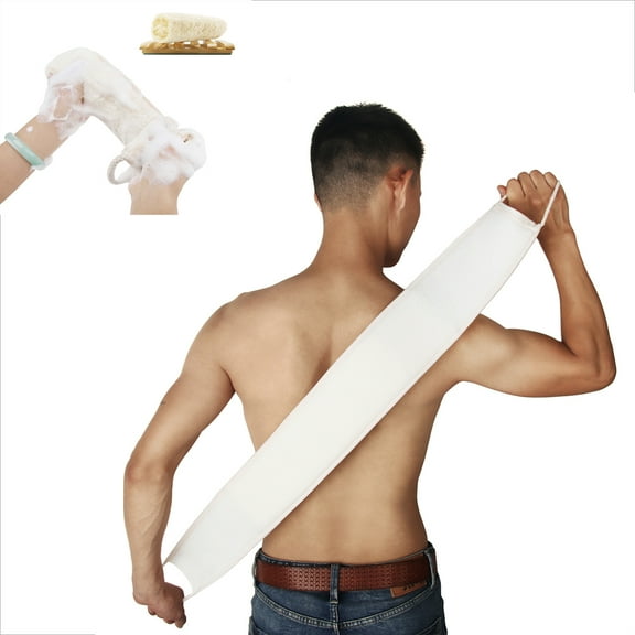 GIXUSIL Natural Loofah Exfoliating Back Scrubber for Shower for Shower Back Exfoliator Exfoliating Scrubber Deep Clean & Invigorate Your Skin for Men & Women（Loofah Brush)