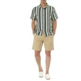 thumbnail image 2 of Lars Amadeus Men's Button Down Point Collar Short Sleeve Vertical Striped Shirt, 2 of 6