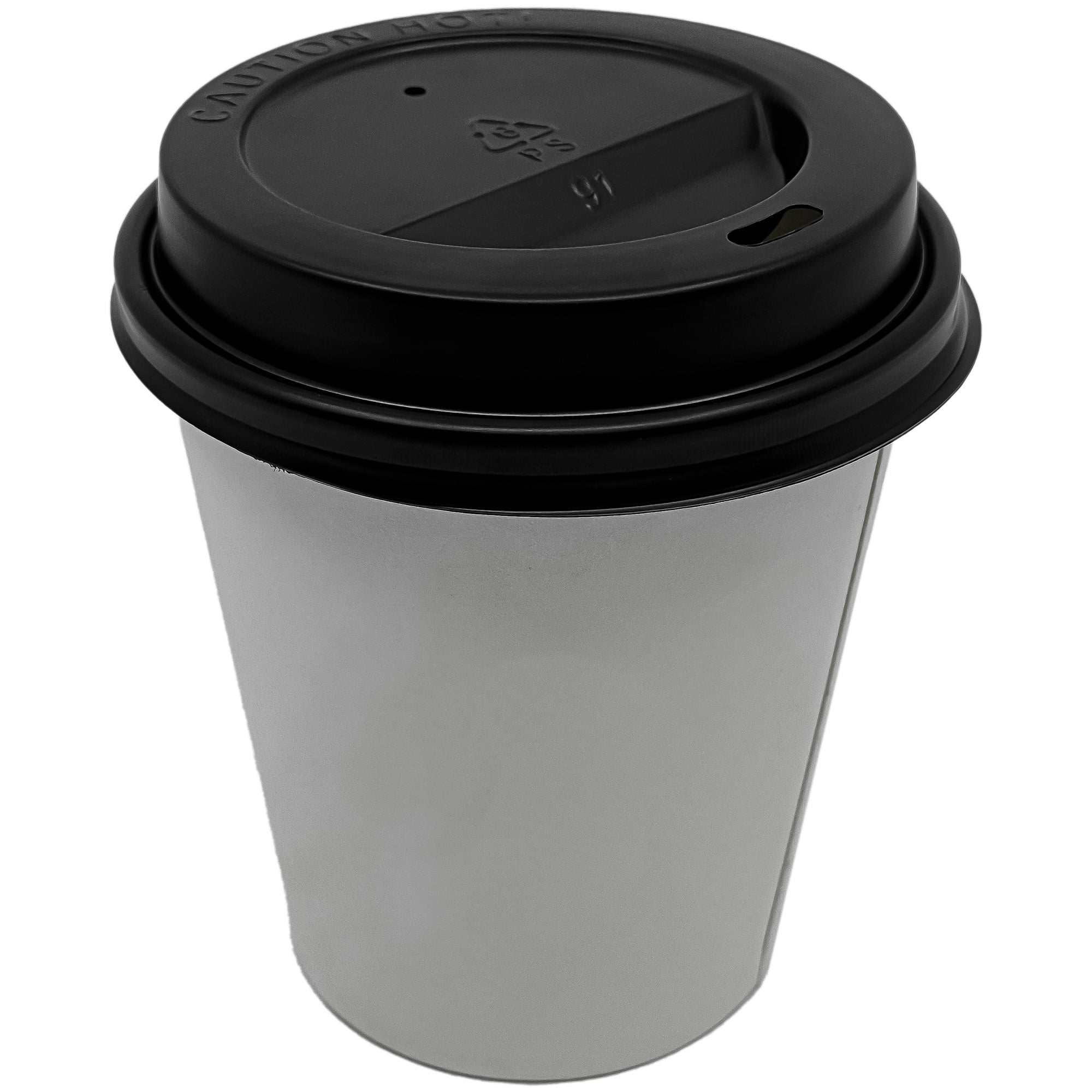 Choice Black Hot Paper Cup Travel Lid for 10-24 oz. Standard Cups and 8 oz.  Squat Cups - 100/Pack