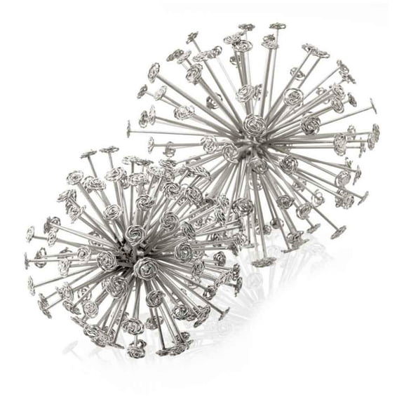 HomeRoots 354790 6.5 x 6.5 x 6.5 in. Starburst Spheres, Silver - Set of 2