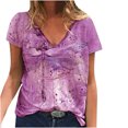 thumbnail image 2 of ICHUANYI Clearance Women V-neck Print T- Fashion Comfortable Female Blouses Tops(Pink, XL) ICHUANYI WER2023080911152, 2 of 6
