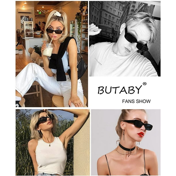 Gafas de sol rectangulares para mujer gafas de conduccion Retro moda Vintage de los 90 montura cuadrada estrecha proteccion UV400 Ormromra WMZL 1666 2 Walmart en linea