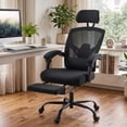 thumbnail image 5 of EDX Ergonomic High Back Office Chair with Reclining & Lumbar Support, Swivel, Headrest, Footrest, Padded Arms, Black, 5 of 8