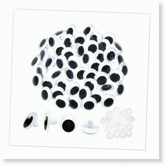 GooglyGripz: 50pcs Black Safety Eyes with Washers for DIY Arts, Stuffed Animals, Amigurumis, Bears, Dolls Making - 23mm Round Wiggly Wonders!