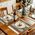 thumbnail image 4 of Boho Vintage Striped Placemats Set of 6, Teal Brown Beige Table Mats Washable Heat-Insulation Non-Slip Place Mats for Kitchen Dinner Table Indoor Outdoor Decor,13x19 Inch, 4 of 9