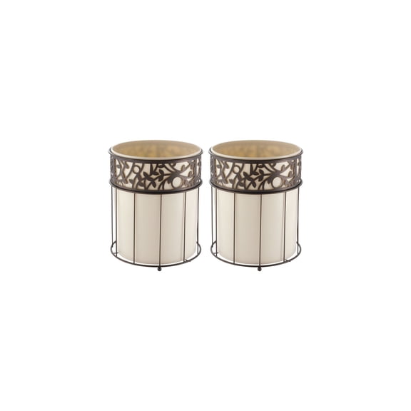 iDesign Metal Vine Trash Can with Insert - Set of 2 - Vanilla/Bronze