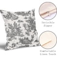 thumbnail image 3 of Black Toile Pillow Covers 20x20 Inch Set of 2 Black and White French Country Cotton Linen Decorative Throw Pillow Case English Cottage Vintage Cushion Cover for Bedroom Sofa Living Room Home Decor, 3 of 7