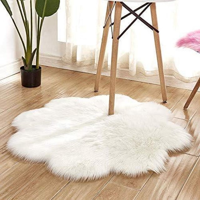 Piel de oveja sintética, 45 x 45 cm, imitación de piel de oveja, vellón, alfombra de piel de oveja, suave y esponjosa, cojín decorativo para silla, sofá (blanco, 45 x 45 cm)