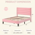 thumbnail image 2 of 4 EVER WINNER Queen Size Platform Bed Frame, Horizontal Stitched Pink Velvet Upholstered Headboard, Solid Wooden Slat Support, No Box Spring Required, Easy Assembly, 2 of 9
