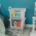 thumbnail image 2 of Your Zone Kids Grey Open Front Stacking Toy Storage Bin with Handles, Grey, 2 of 6