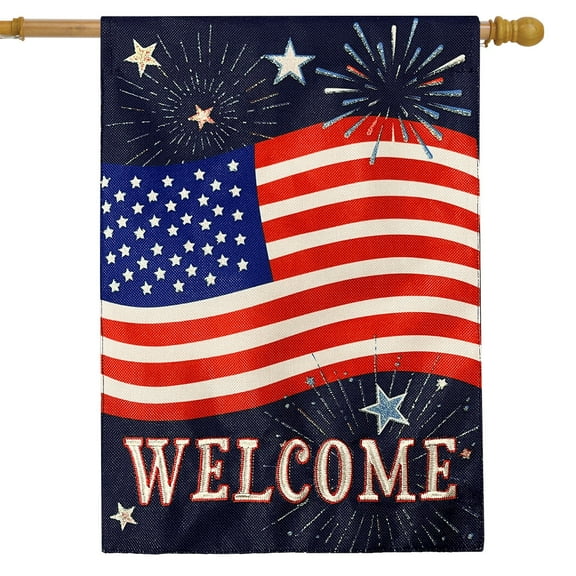 Briarwood Lane Celebrate America Burlap House Flag