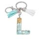 thumbnail image 1 of Llavero de letras con borlas verdes | Colgante de cristal acrílico | Lámina de oro, pegamento en gota, joyería de piedra engrosada | Amuleto de bolso con estilo, accesorio para mochila | 1 pieza, 1 of 2