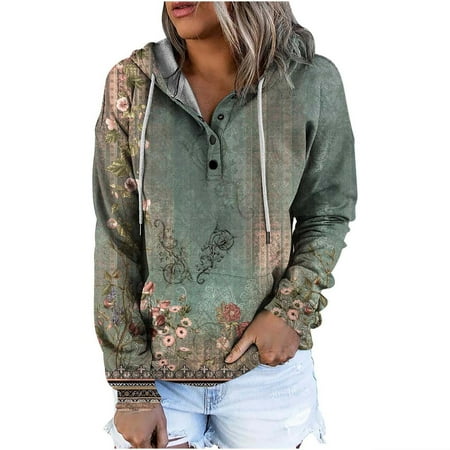 Black and Friday Deals 2023 JINMGG Fall Winter Long Tops for Women  Womens Plus Size Clearance Women s Fashion Printed Pocket Long Sleeve Blouse Casual Tops Sweatershirt Button Hoodies