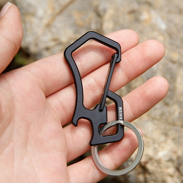 Accessoire Survie Randonnée Porte-clés Mousqueton Titane Rayeeley - Multifonction Tournevis/ouvre-bouteille - Outil EDC Accessoire Survivaliste