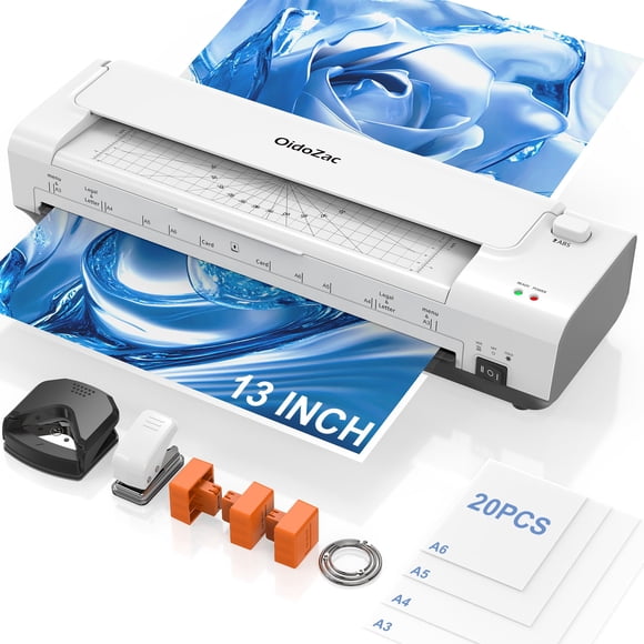 Laminator Machine 13 Inch Lamination Machine with Auto Paper Feed, Never Jam A3 Thermal Lamination, 20 Laminating Sheets 10-in-1