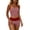 Red, variant on Womens Striped Knit Two Piece Outfit Strapless Bandeau Crop Top High Waist Ruched Shorts Stretchy Breathable Fabric Slim Fit Casual Beach Co-Ord Set