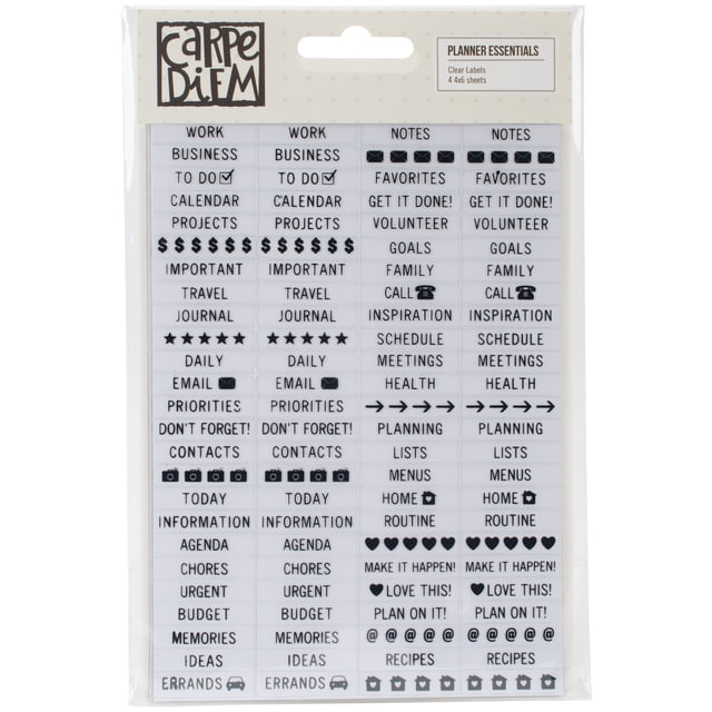 Simple Stories Carpe Diem Planner Essentials, Étiquettes Claires, 4x6, 4 Unités