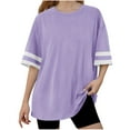 thumbnail image 1 of Zpanxa Chemises d'Été pour Filles Couleur Unie Manches Courtes Col Rond Blouse avec Polyester Spandex 6-7 Ans, 1 of 7