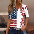 thumbnail image 3 of JTZGDY 4th of July Outfits for Women Plus Size Half Button V-Neck Henley Patriotic Tops Trendy Oversized Casual Short Sleeve Summer USA T-Shirt Multicolor#28 XXL, 3 of 10