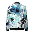 thumbnail image 3 of DondPO Bomber Jacket Women Women Autumn Fashion Leisure Square Thin Pocket Jacket Blouse Coat Baseball Top Jackets for Women Trendy Floral Jackets for Women Blue L, 3 of 5