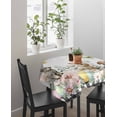 thumbnail image 4 of Easter Bunny Suqare Tablecloth - 60 x 60 Inch, Spring Botanical Flowers Flowers Eggs Check Waterproof & StainResistant Tablecloth, Washable Oil-proof Table Cover for Dining/Party/Wedding/Buffet, 4 of 9