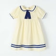 thumbnail image 4 of LOOK! Auroural Children's Solid Color Lapel Short Sleeved Dress Girls' Summer College Style Casual Comfortable Dress（2-8Y）, 4 of 7