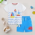 thumbnail image 2 of Xudanell Newborn Outfits Baby Boy 2-7 Years Boys Summer Outfits Round Neck Shirts Pants Plus Size Outfits for Beach Play, 2 of 9