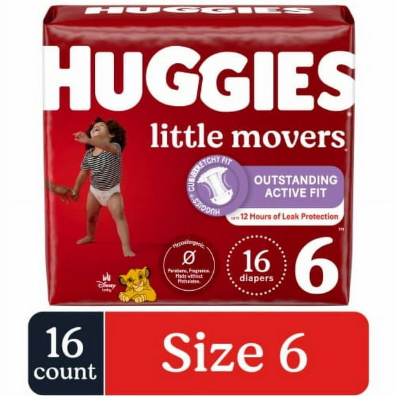 2X - Huggies Little Movers Baby Diapers Size 6 (35  lbs)