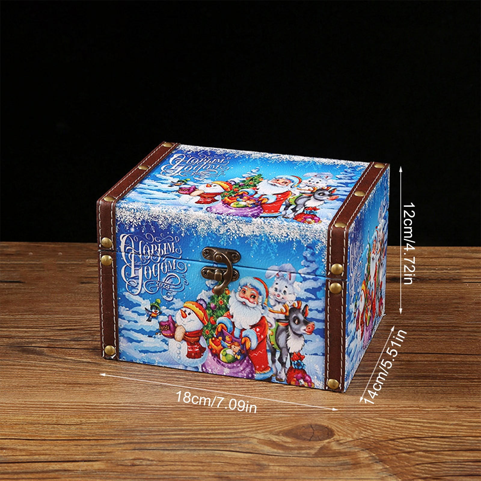 XKHHLH PU Leather Wooden Storage Box with Lid Small Antique Jewelry Treasure Box, Vintage Treasure Chest Box with Handle for Cards,Photo,Keepsakes Gift for Christmas Birthday