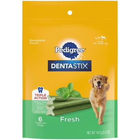 Casepack of 14 Pedigree Dentastix Dental Dog Treats for Large Dogs Fresh Flavor Dental Bones 5.19 oz