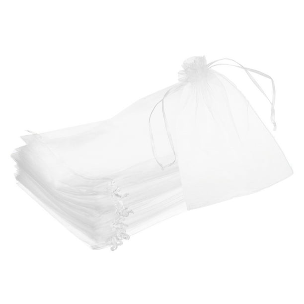 25 piezas de bolsas de organza 8x12 bolsas de favor con cordón bolsa de malla transparente blanca