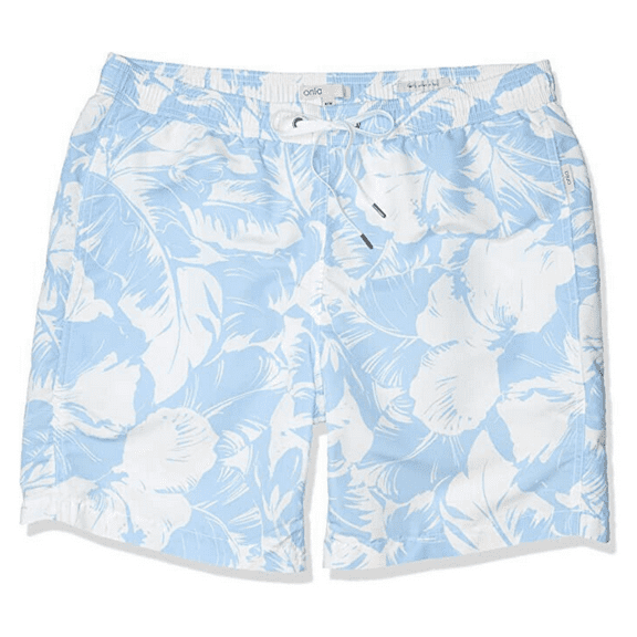 Onia Men's Charles 7 Inch Stretch Pattern Swim Trunk, Placid Blue/White, XX-Larg