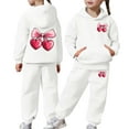thumbnail image 2 of Byoo Toddler Girls Hoodie Cherry Graphic Pullover Fleece Pocket Sweatshirt Jogger Pants Sweatsuit Sets Casual Sport Tracksuit Set, 2 of 7