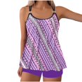 thumbnail image 2 of Awdenio Tankini Swimsuits for Women Tummy Control, Bathing Suit Solid Color Drawstring Side Halter Neck Tankini Set, 2 of 5