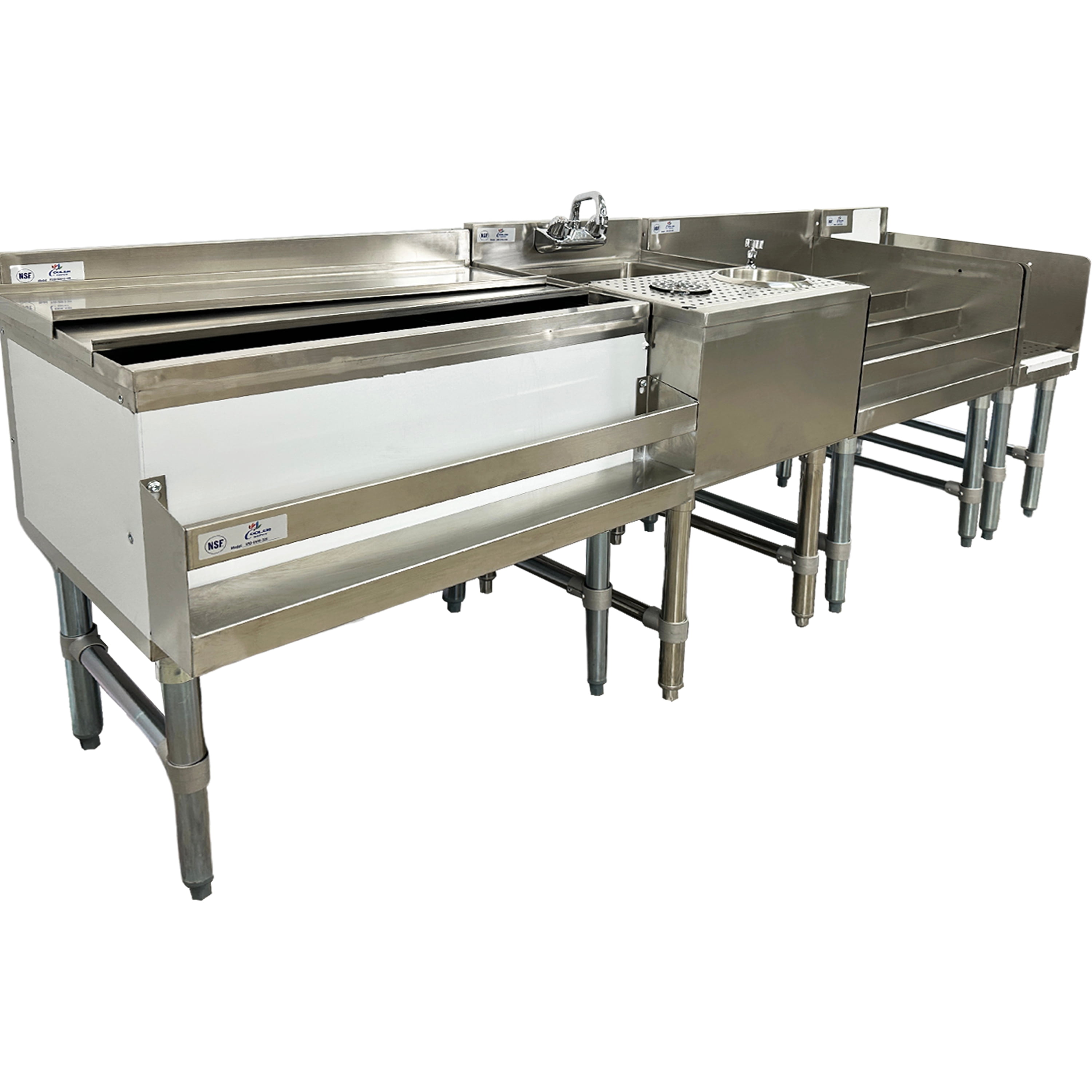 NSF 84 in. Commercial Underbar Counter Cocktail Drink Station, Combination Cocktail Station, Bar Equipment 84.2''Wx22.5''Dx33.3''H