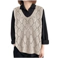 thumbnail image 3 of Rvasteizo Tank Tops for Women Solid V Neck Knit Sleeveless Loose Hollow Pullover Breathable Ladies Blouse, 3 of 5