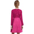 thumbnail image 2 of YiZYiF Girls Long Sleeve Sparkle Princess Wedding Birthday Party Elegant Dress High Waist A Line Dresses Hot Pink 16, 2 of 5