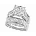 thumbnail image 3 of Sparkle Jewels His & Hers Silver Finish Square Cluster CZ Wedding Ring Set 3-Piece Matching Bridal Engagement Bands, 3 of 5