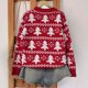 thumbnail image 4 of Jersey de punto con estampado navideño para mujer, jersey de manga larga con cuello redondo, cálido y suave, Tops de punto, 2024, 4 of 5