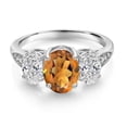 thumbnail image 2 of Gem Stone King 10K White Gold Orange Red Madeira Citrine, White Lab Grown Diamond Engagement Ring for Women | 1.94 Cttw | Oval 8X6MM | Gemstone November Birthstone | Size 8, 2 of 5