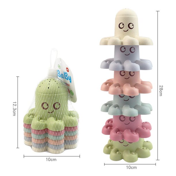 Juguetes de taza apilable para bebés, torre de apilamiento Montessori, juguetes educativos para bebés, regalo para niños Fivean unisex