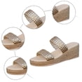 thumbnail image 5 of Rokment Metallic Gold Boho Espadrilles Platform Wedge Dress Sandals for Women Fashion Casual Braided Leather Open Toe Chunky High Heels Beach Summer Shoes B Size 7.5, 5 of 7
