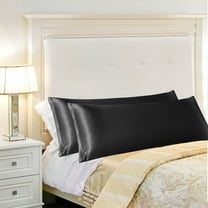 PiccoCasa Satin Body Pillowcases 2 Pcs Soft with Zipper Closure Black 20"x48"