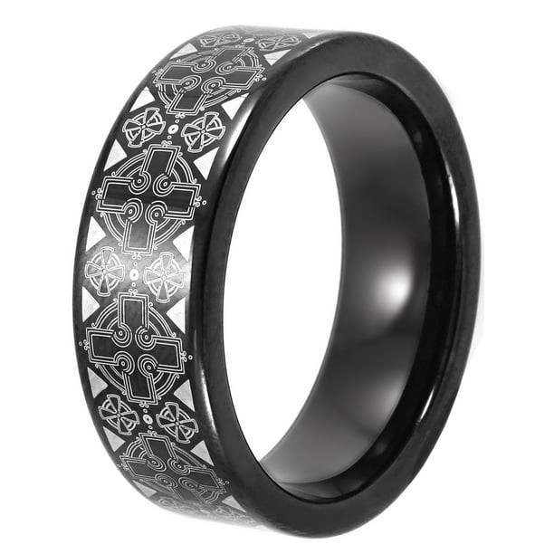 Brilliance Fine Jewelry - Men's Black IP Tungsten Celtic Cross Pattern ...