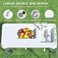 thumbnail image 5 of BouPower Fish Cleaning Table with 2 Sinks,Portable Folding Camping Fish Station with Faucet,Drainage Hose,Sprayer, Storage Box for Picnic, 5 of 6